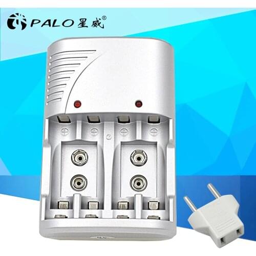Original PALO Brand 4 Slots 1.2v AA AAA 9V 6F22 Li-ion NI-MH NI-CD Battery Charger For Rechargeable Battery Batteries