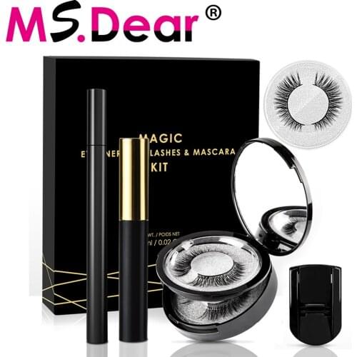 3 Pairs Magic False Eyelash Self-adhesive Lashes Eyeliner Mascara Eyelash Curler Set No Glue No Magnet Eyelash For Dropshipping