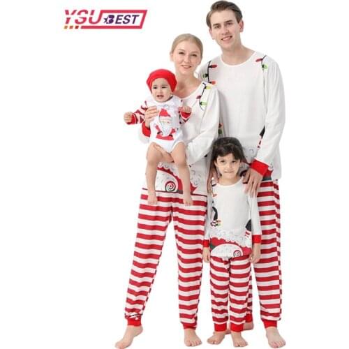 Christmas Family Matching Outfits New Year Cartoon Printed Homewear Mom and Daughter Matching Clothes Pajamas Parent-child Wea