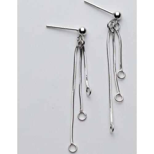 2pcs/lot 100% 925 Sterling Silver Earring Hook With Tassel Connectors 4.3cm High Quality Dangle Earrings Charms DIY Jewelry Make