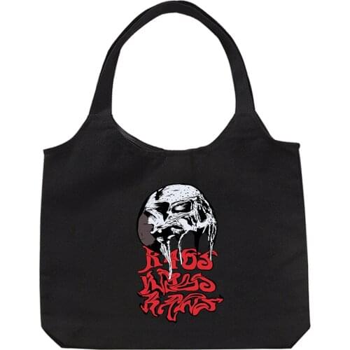 Punk Gothic Womens Simple Canvas Bag Handbag Fashion Casual Shoulder Men Messenger Bag Female Hip Hop Harajuku Shopping Bags