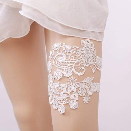 Wedding Garters Lace Flower White Sexy 2pcs Garters for Women/Female/Bride Thigh Ring Bridal Leg Garter Wedding Accessories 5407