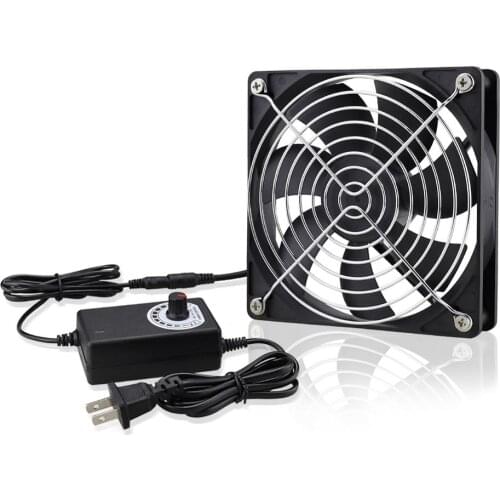 120mm x 25mm 110V 220V AC Powered Fan with Speed Controller 3V to 12V, for Receiver DVR Playstation Xbox Component Cooling