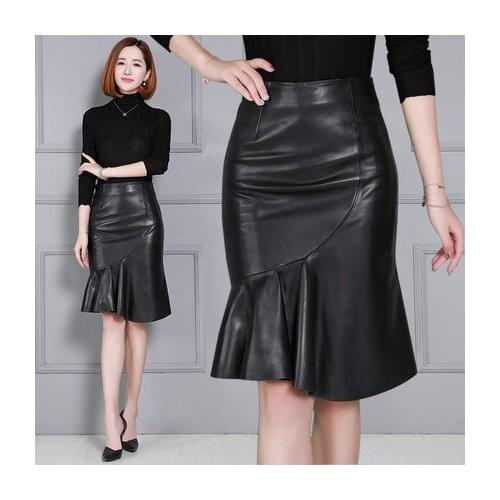 Top brand Fashion Genuine New Sheep Leather Skirt K162 high quality