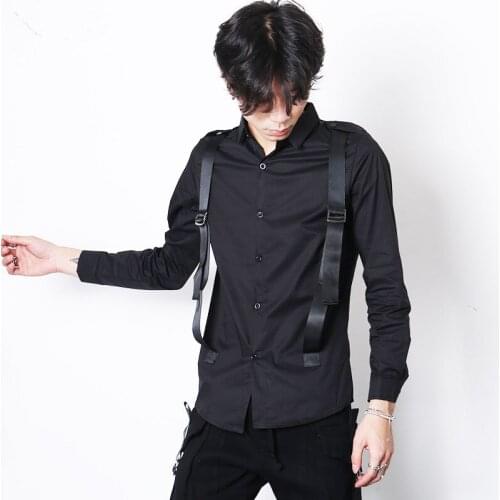 XS-6XL ! New 2018 Mens clothing Stylist Catwalk Personality street All-match shirt plus size singer costumes