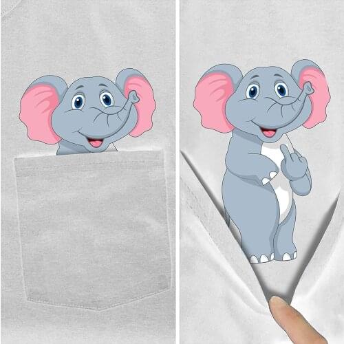 CLOOCL Animal Funny White Pure Cotton T-shirt Pocket Elephant 3D Printed Shirts Fashion Summer Cool Harajuku Casual Tee