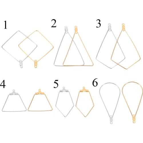 20pcs/lot Stainless Steel Ear Wire Pendant Earring Hook Hoop Frame Connector Geometric Accessories For Diy Jewelry Making