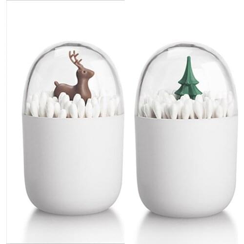 1Pc Table Decorate Toothpick Holder For Cotton Wheels Plastic Cotton Swab Holder With Cute Cactus Trees Rabbit Table Accessories