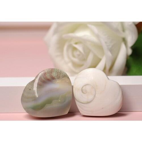 1PC Natural Shell Heart-shaped Crystal Solar Shell Mineral Collection Home Decoration Reiki Healing Ornaments