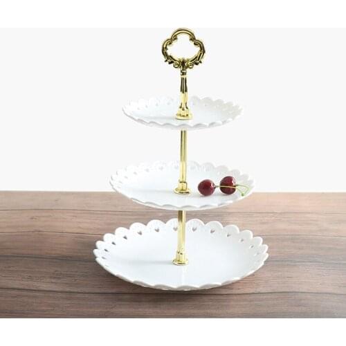 3-Tier Cupcake Stand Cake Dessert Wedding Event Party Hollow Out Display Tower Plate Round Fruit Cake Storage Shelf Kitchen