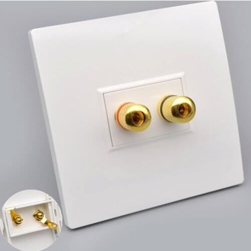 86X86mm Audio Panel Terminals White Gold Color Channels 5.1 Speaker Connector Wall Socket