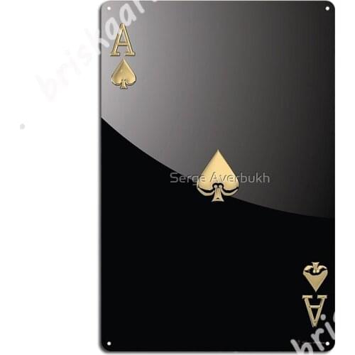 Ace Of Spades In Gold Over Black Metal Signs Cinema Kitchen pub Garage Funny Painting Décor Tin sign Posters