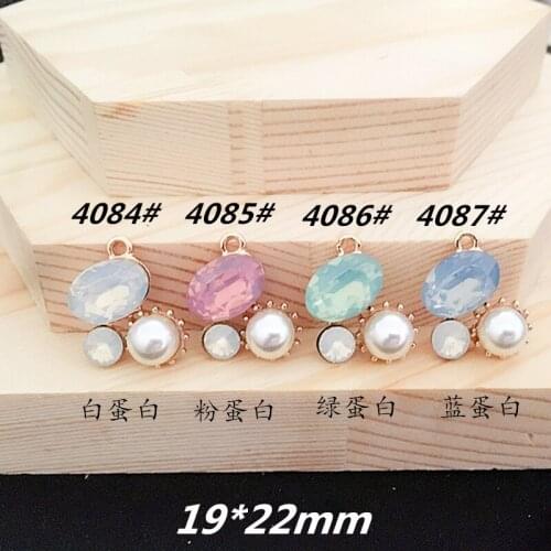 Free Shipping 40PCs 19*22MM Gold Color Plated Jelly Crystal Stone Paved Jewelry Pendant Charms DIY Bracelet Necklace Metal Charm