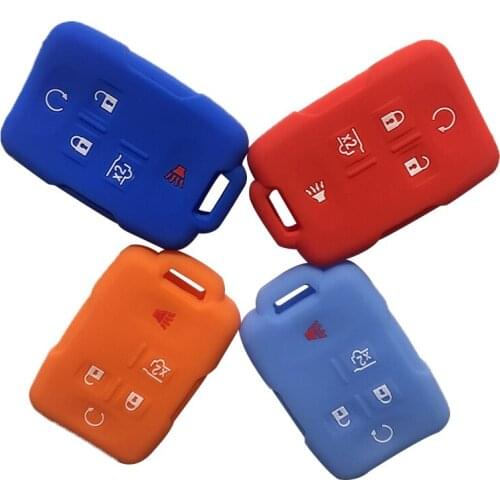 Silica Gel Key Cover for GMC Yukon Key Car Case Cover for Chevrolet Tahoe Suburban 1500 Sierra 5 Buttons Cap Set Car Accessories