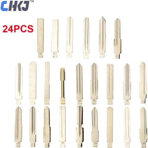 CHKJ 24pcs/lot Metal Blank Uncut Flip KD Remote Key Blades For KD900 Remotes KD B series NB Series Remote Control Locksmith Tool