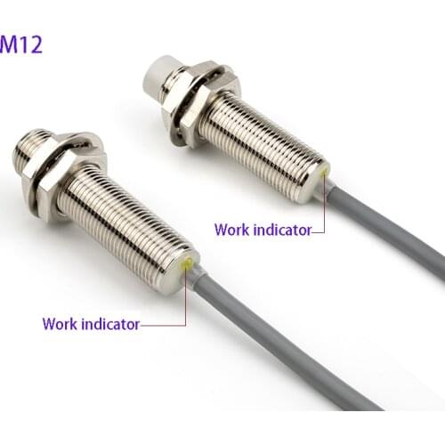 M12 proximity switch sensor three-wire NPN NO 24v 12MM metal sensor switch waterproof and oil-proof tape shield