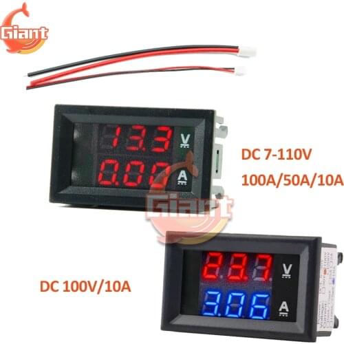 DC 100V 10A DC 7~110V 10A 50A 100A Mini Digital Voltmeter Ammeter LED Display Voltage Meter for Testing Car Motorcycle Battery