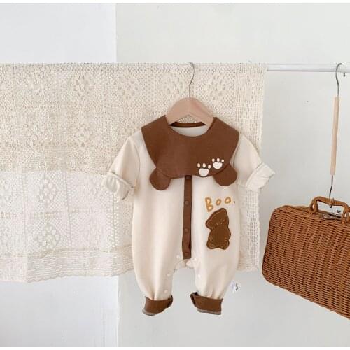 8866 Baby Autumn Korean Climbing Suit Baby Bear Shell One-piece Baby Long Sleeve Romper Boys Overalls