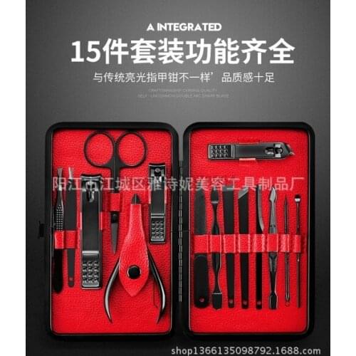 By dhl 50sets 15pcs/set Stainless Steel Nail Clipper Cutter Scissor Tweezer Knife Ear Pick Kit Manicure Pedicure Toe Tools new