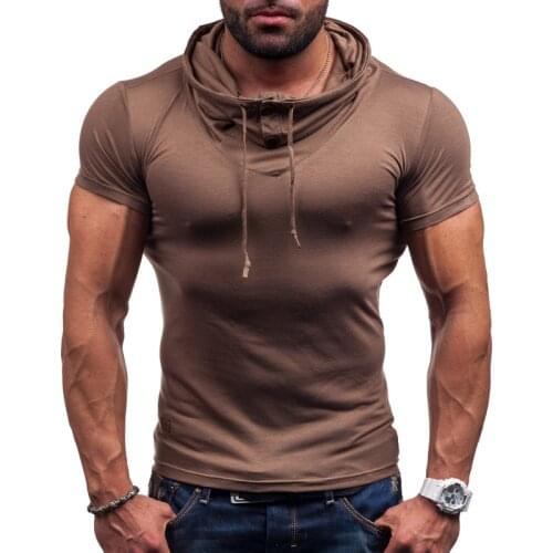 New mens t shirts fashion Tops Tees Summer Cotton O Neck Short Sleeve T Shirt Men Fashion Solid Hooded Slim T Shirts Mens