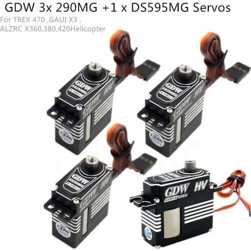 GDW 3Pieces DS290MG+1Piece DS595MG HV Medium Digital Metal Servo Helicopter Parts for 450 450L X3 380 420