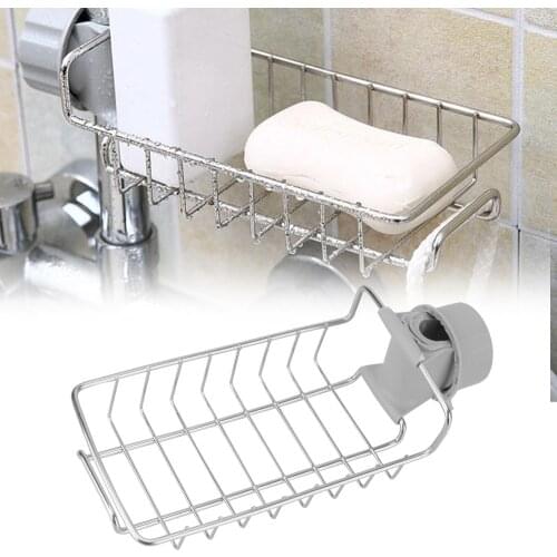 Sponge Dish Cloth Finishing Rack Stainless Steel Kitchen Storage Shelf Faucet Storage Racks Adjustable Bathroom Kitchen Holder