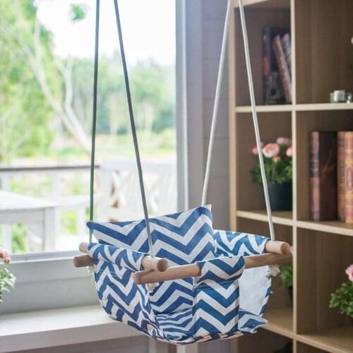 Canvas Baby Swing Chair Hanging Wood Children Kindergarten Toy Outside Indoor Small Basket Swinging Rocking Chair Baby Toy