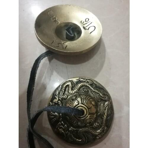 China Folk tibetan buddhism old beautifully copper Cymbal Shaman exorcism