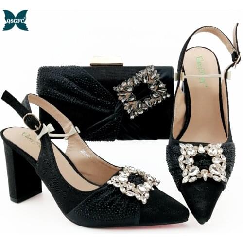Shoe and Bag Set Decorated with Rhinestone Italian design Matching Shoe and Bag Set for Wedding Nigerian Shoes and Matching Bag