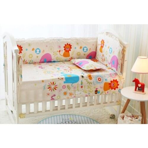 6PCS Hot Selling baby Cot Crib bedding Set Bumpers kit berço cribs Baby Room Decoration (4bumpers+sheet+pillow cover)