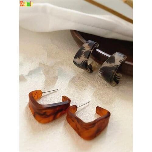Kshmir S925 needle temperament retro leopard grain color acrylic geometric shape earrings fashion earrings female 2020