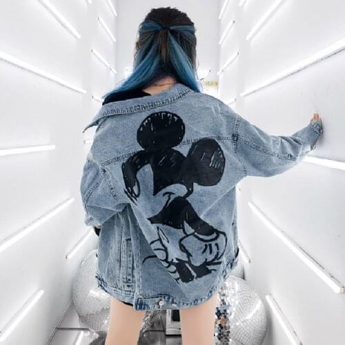 Women Mickey Mouse Denim Coats Disney Autumn Spring Jacket Harajuku Clothes Korean Style Coats Fashion New High Street Coat