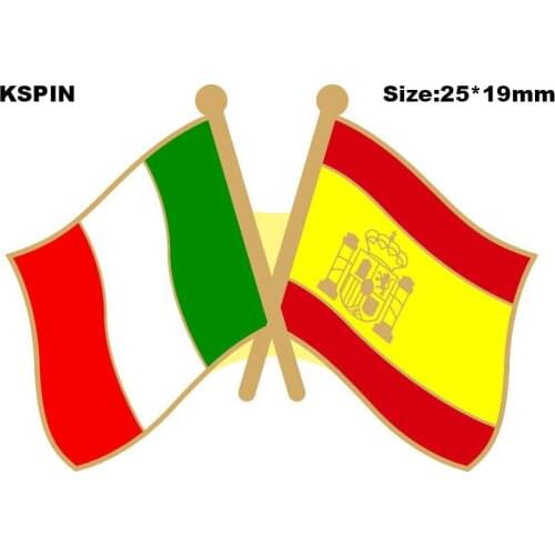 Italy & Spain Friendship Flag Lapel Pin Friendship Flag Badge Flag pin