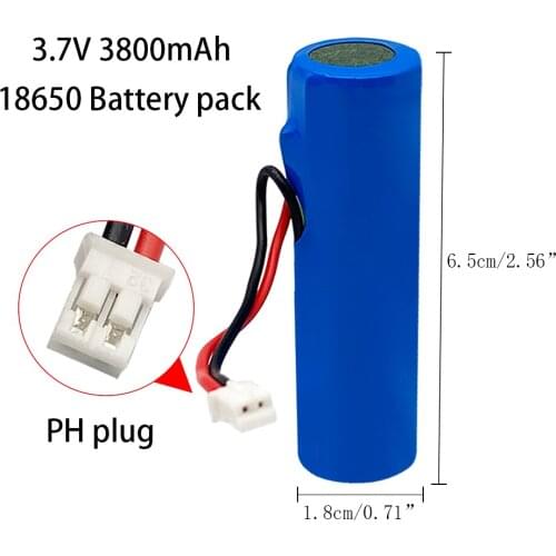 3.7V Li ion rechargeable battery, 3800 MAH, 18650 battery with replacement socket, DIY line for emergency lighting