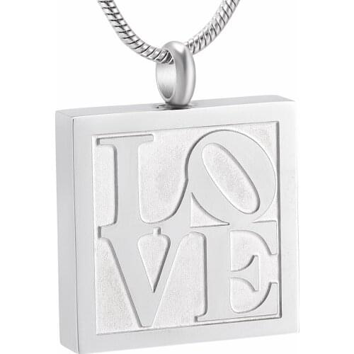 Memorial Jewelry Square Love Pendant Urn Necklace Ashes Holder Keepsake Cremation Jewelry
