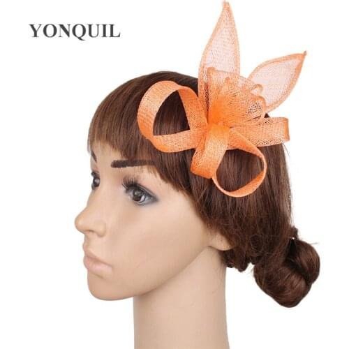 Cute Girls Loop Cap Female Wedding Headwear Fascinators Women Elegant Summer Orange Hats Church Race Cocktail Headdress MYQ014