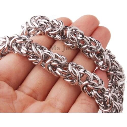 7inch-40inch Mens Womens Byzantine Chain Stainless Steel Necklace Ring Chain