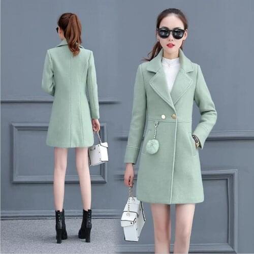 Plus Size Coats Women Woolen Jacket New 2021 Women Woolen Coat Female Jackets Long Slim Thickening Warm Womens Clothing Red