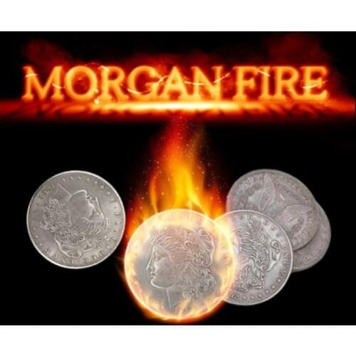 Morgan Fire Set (1 Fire Coin + 3 Morgan Coins + 1 Morgan Shell) Coin Magic Tricks Gimmick Magic Accessories Illusion Magician