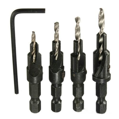 4X HSS Countersink Drill Bit Set Quick Change Hex Shank Screw #6 #8 #10 #12 New