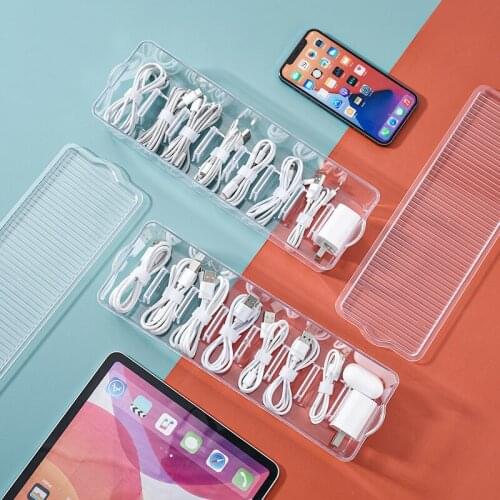Desktop Data Cable Storage Mobile Phone Charger Charging Cable Sorting Grid Winder Power Cable Storage Cassette Cover