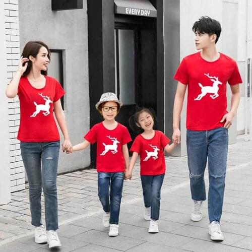 Christmas Matching Family Outfits Family Look T Shirt Mother Daughter Short Sleeve Father Son Clothes Dad Mom Baby Family Suit