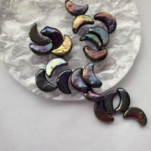 Freshwater real pearl black color moon shape irregular shape loose pearls