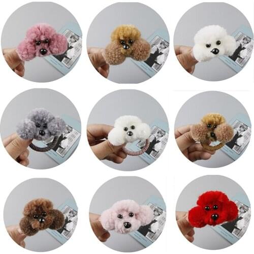 Sale Cute Cartoon Stereo Dog Rabbit Clip Girls Hairpin Plush ball Kids Hair Ring Hair Rope Children Styling Accessory