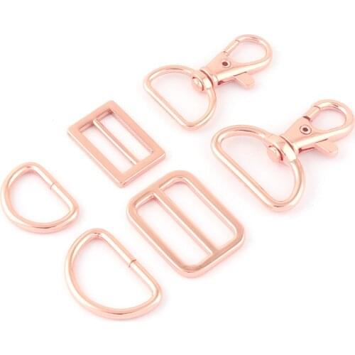 20/25mm Rose Gold Metal Adjuster Strap Slide Buckle Swivel Claw Clasp,Dog Collar Backpack Belt D Ring Webbing Purse Hardware DIY