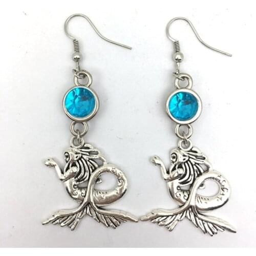 Mermaid Birthstone Earrings, Lady Trinket Earrings, Personality Birthstone Crystals, Beach Earrings, Marine Jewelry Gifts