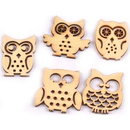Mixed Owl pattern natrual wooden Scrapbooking Craft for Home decoration kid DIY accessories 15pcs MT1544