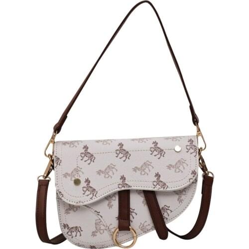 2021 new trendy fashion temperament retro all-match printing classic one-shoulder messenger portable saddle bag mobile phone bag