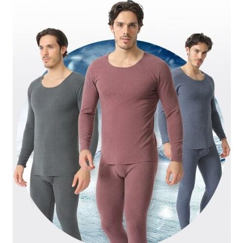 Double-Sided Sanding Seamless Heating Thermal Underwear Men 's New Double Color Velvet Thermal Underwear 2pcs Winter Keep Warm