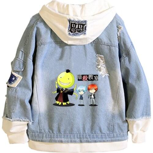 Assassination Classroom Couple Coats Cartoon Demin Jacket Korosensei Jeans Sweatshirt Harajuku Streetwear Boys Anime Hoodies